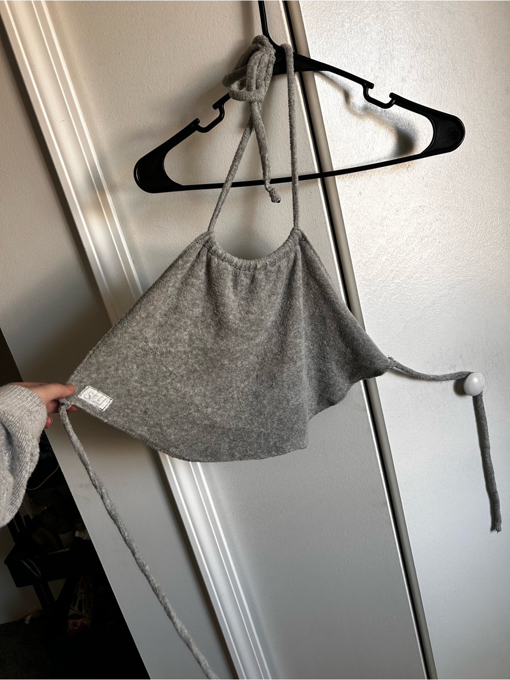 Grey Halter Tie-Back Women's Top